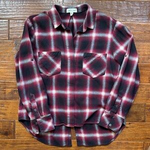 Cloth & Stone Red and Black Plaid Shirt, size medium